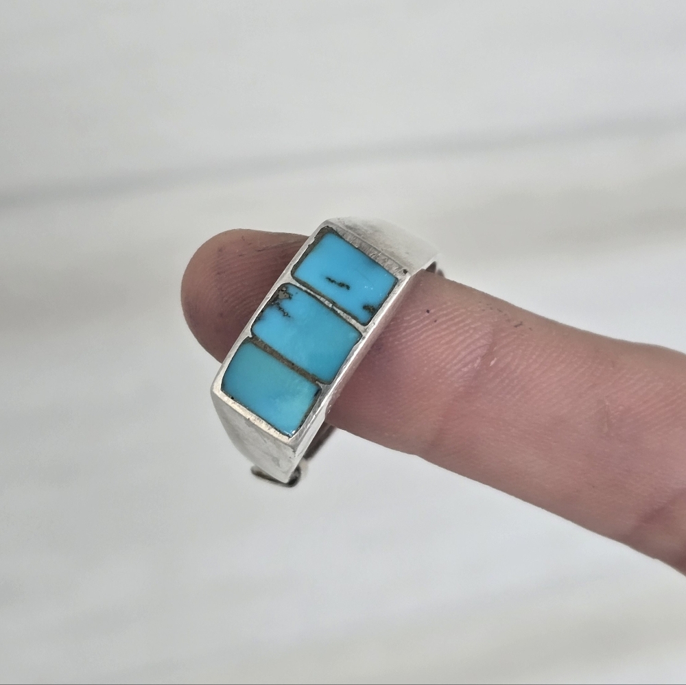 Vintage Sterling Silver Turqouise Ring Sz 10.5